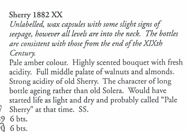 Sherry 1882 Brand unknown, Old Pale Sherry - Old Liquors