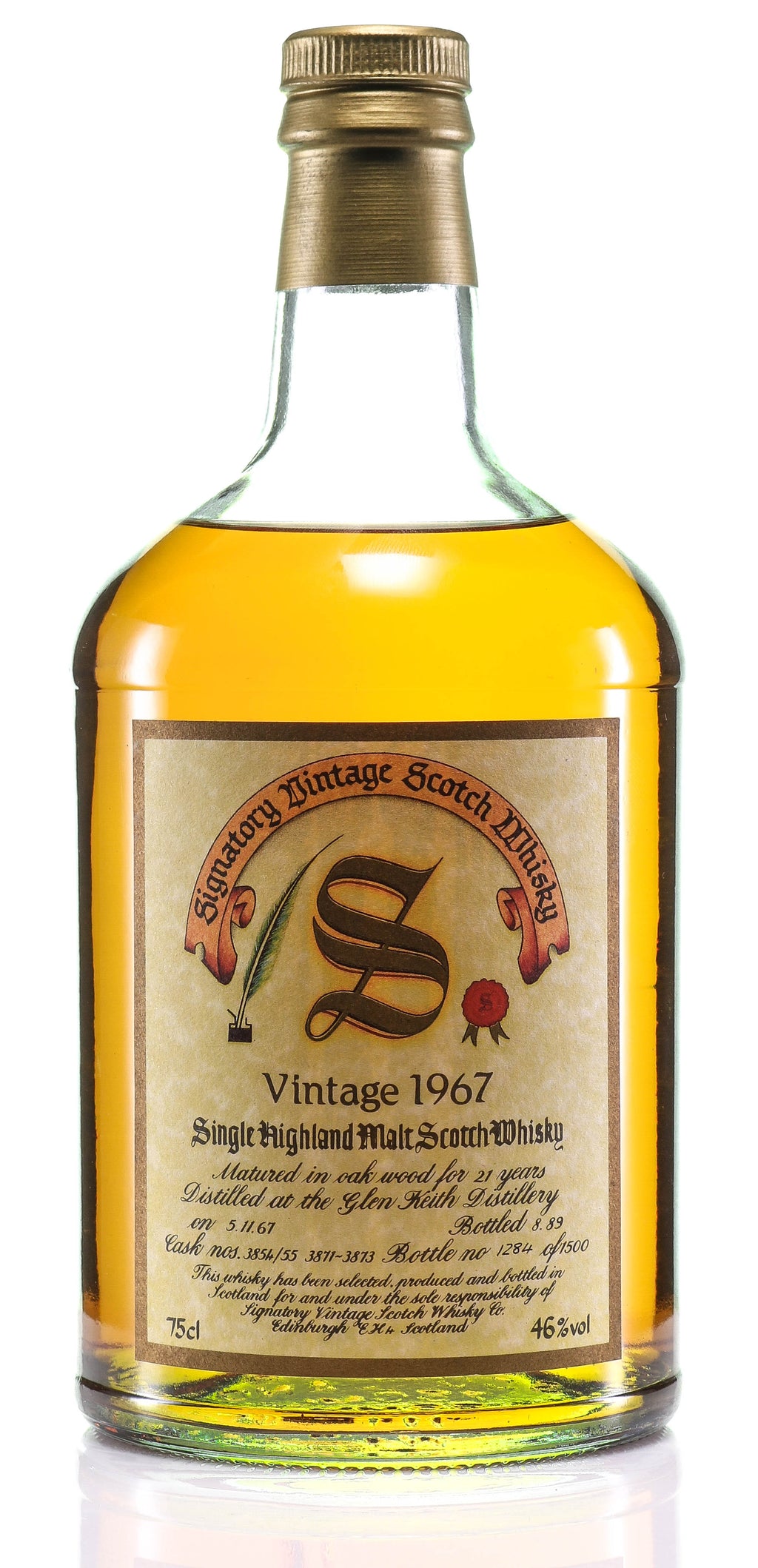 Glen Keith 1967 21 Year Old Signatory Highland Vintage Single Malt Scotch Whisky - legendaryvintages