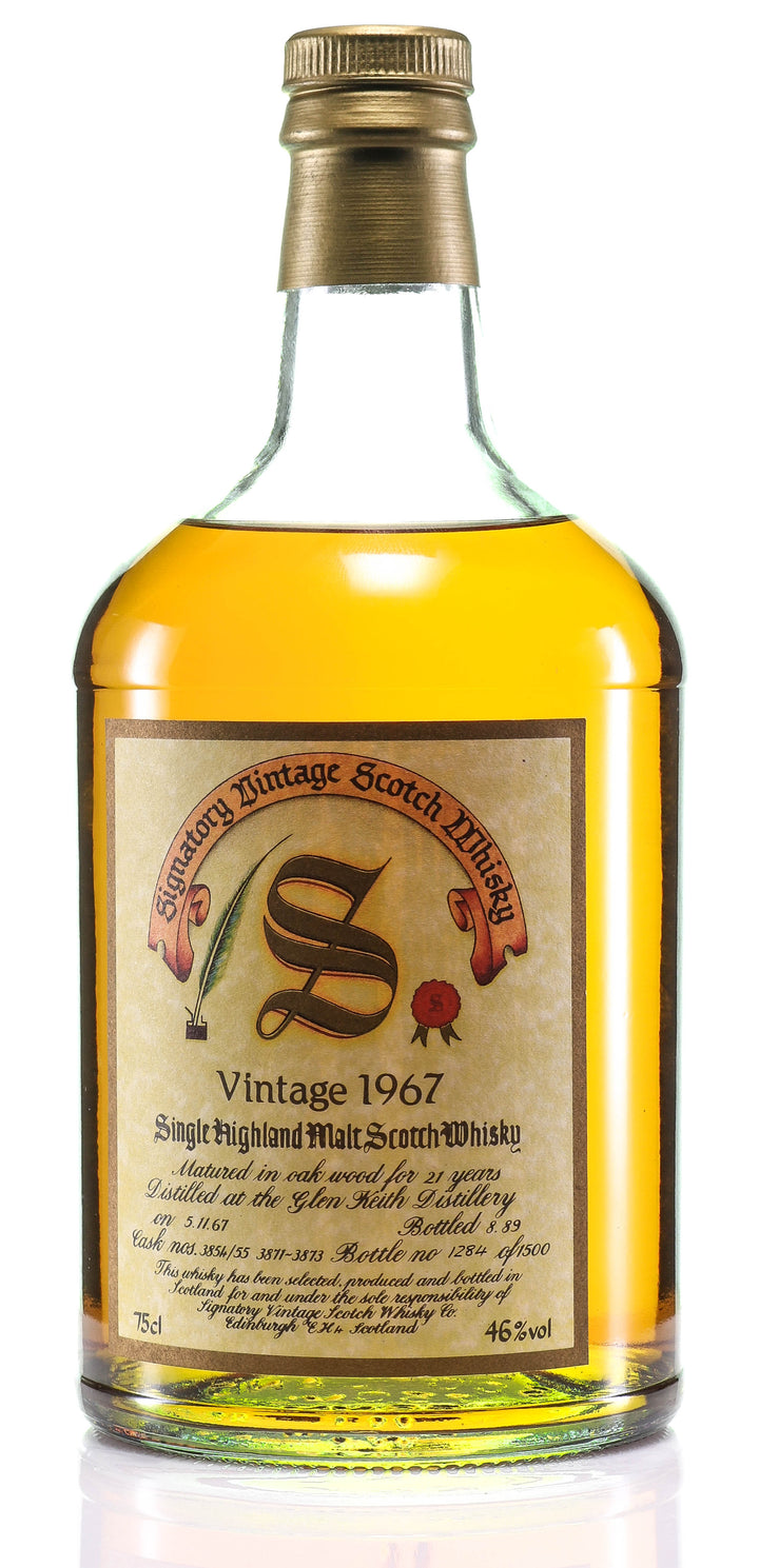 Glen Keith 1967 21 Year Old Signatory Highland Vintage Single Malt Scotch Whisky - legendaryvintages