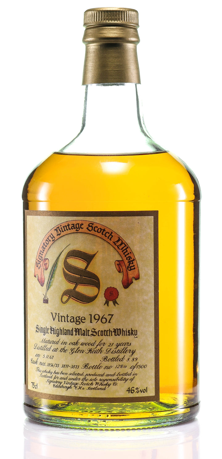 Glen Keith 1967 21 Year Old Signatory Highland Vintage Single Malt Scotch Whisky - legendaryvintages