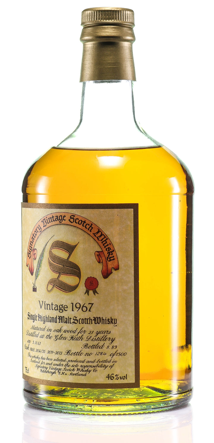 Glen Keith 1967 21 Year Old Signatory Highland Vintage Single Malt Scotch Whisky - legendaryvintages