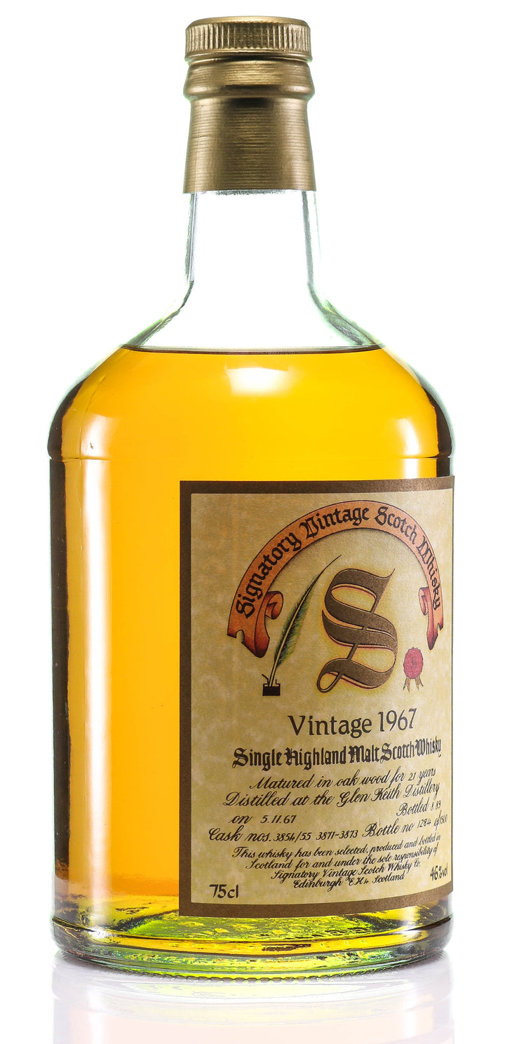 Glen Keith 1967 21 Year Old Signatory Highland Vintage Single Malt Scotch Whisky - legendaryvintages