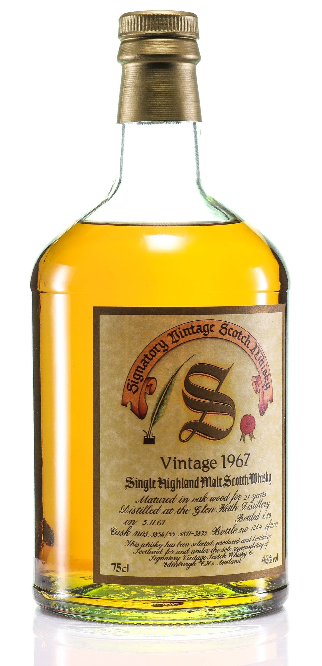 Glen Keith 1967 21 Year Old Signatory Highland Vintage Single Malt Scotch Whisky - legendaryvintages