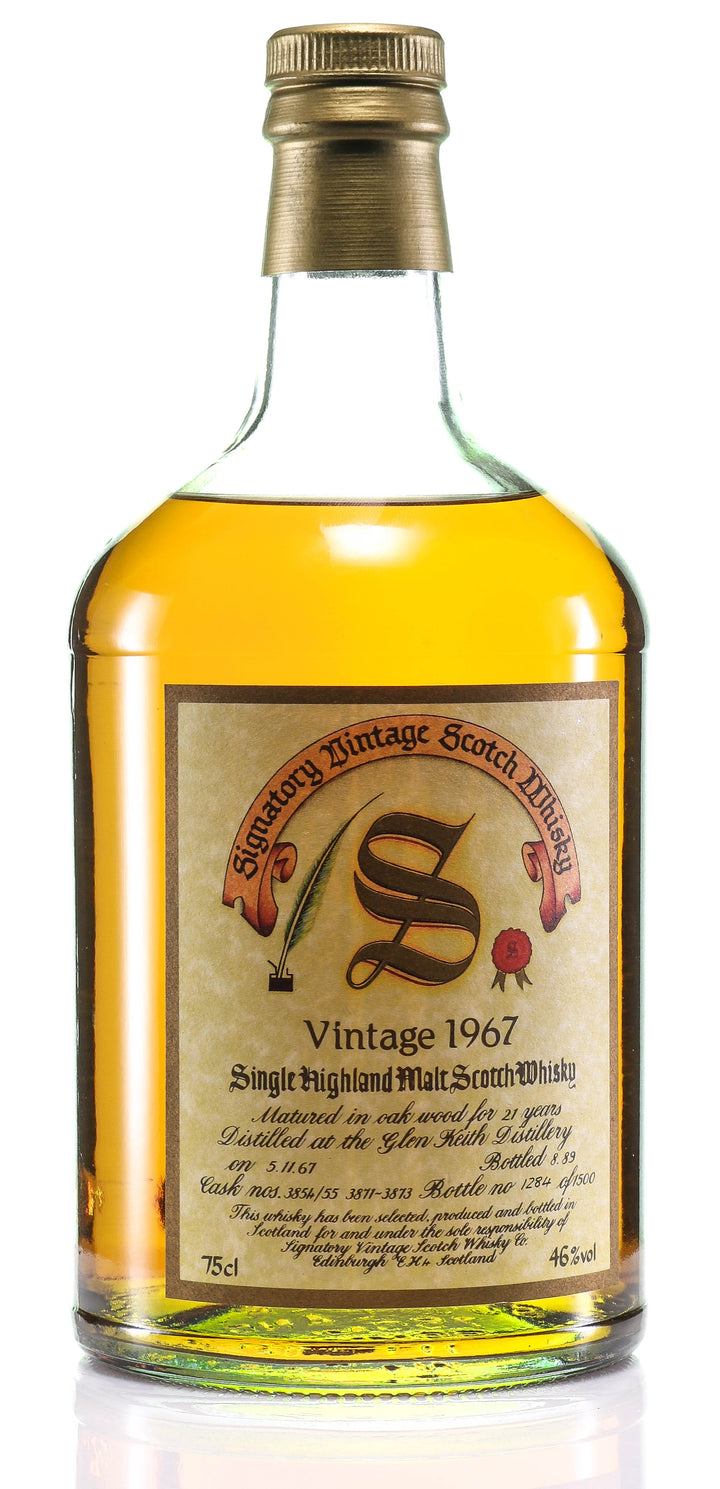 Glen Keith 1967 21 Year Old Signatory Highland Vintage Single Malt Scotch Whisky - legendaryvintages