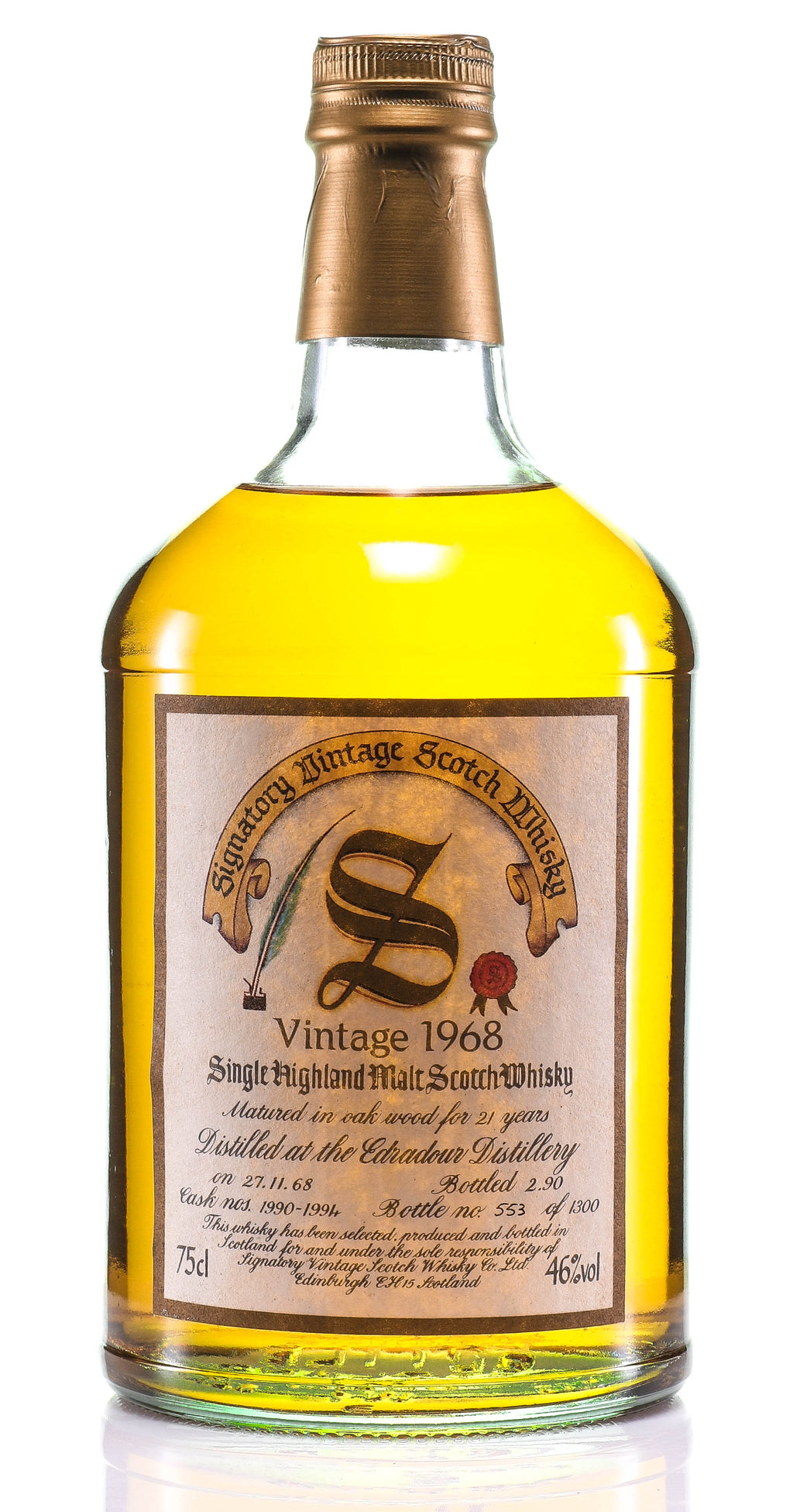 1968 Signatory Vintage Edradour 21 Year Old Single Malt Scotch Whisky - legendaryvintages