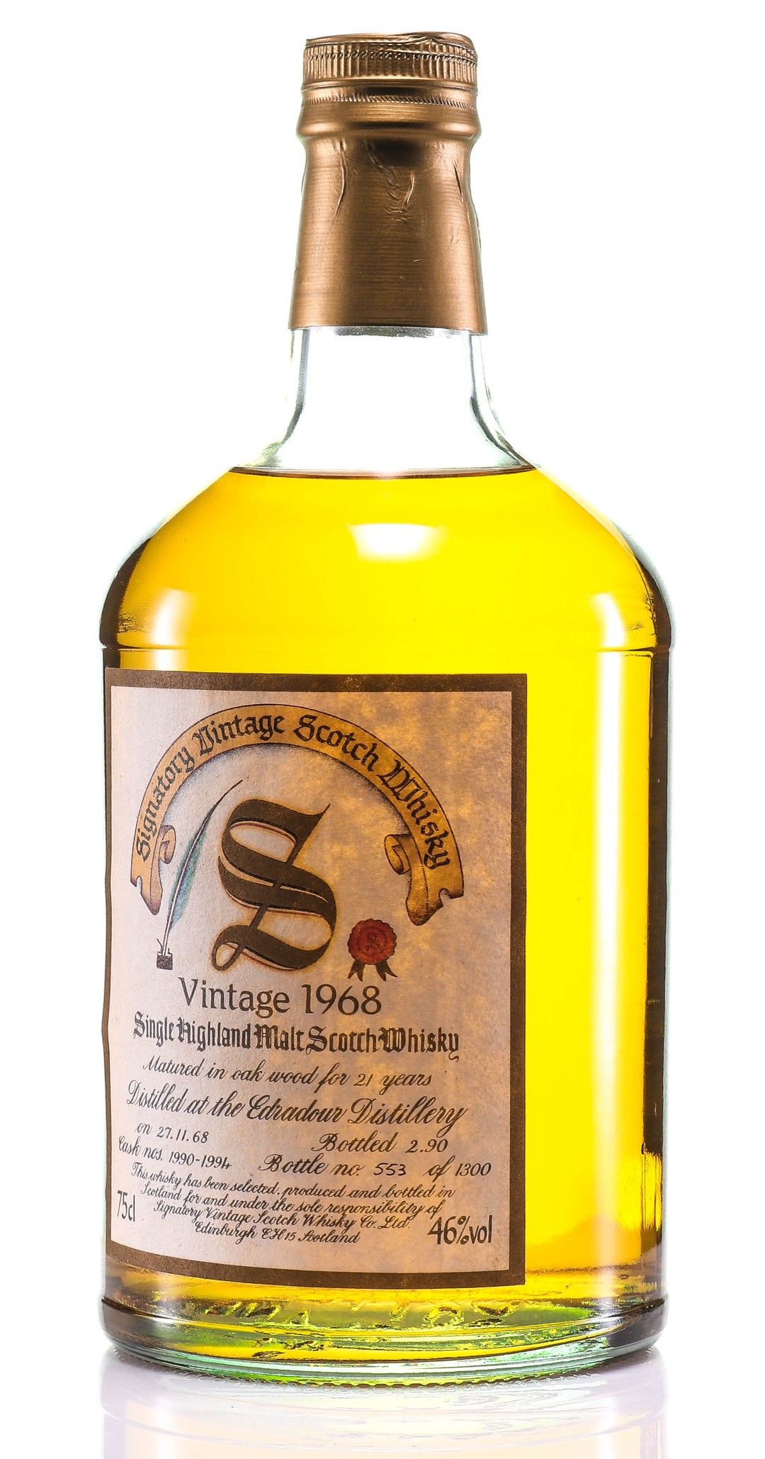 1968 Signatory Vintage Edradour 21 Year Old Single Malt Scotch Whisky - legendaryvintages