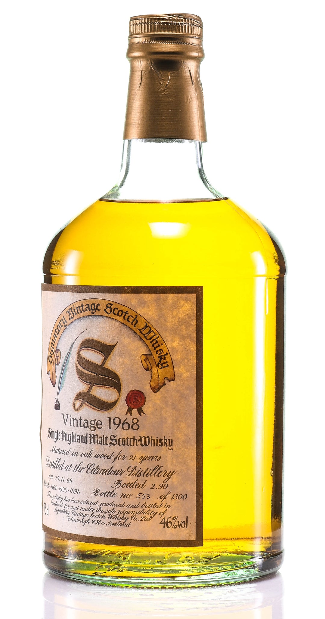 1968 Signatory Vintage Edradour 21 Year Old Single Malt Scotch Whisky - legendaryvintages