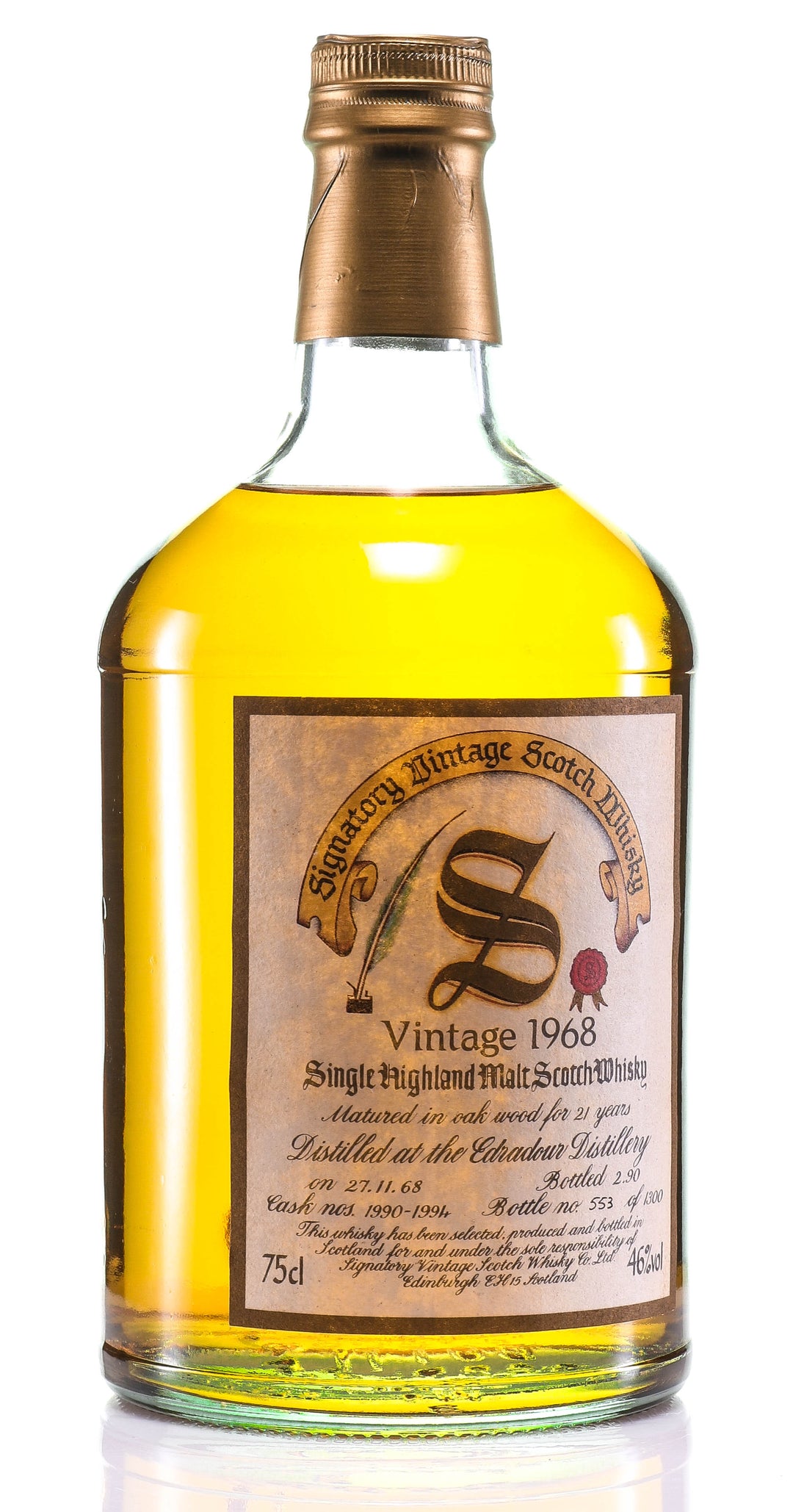 1968 Signatory Vintage Edradour 21 Year Old Single Malt Scotch Whisky - legendaryvintages