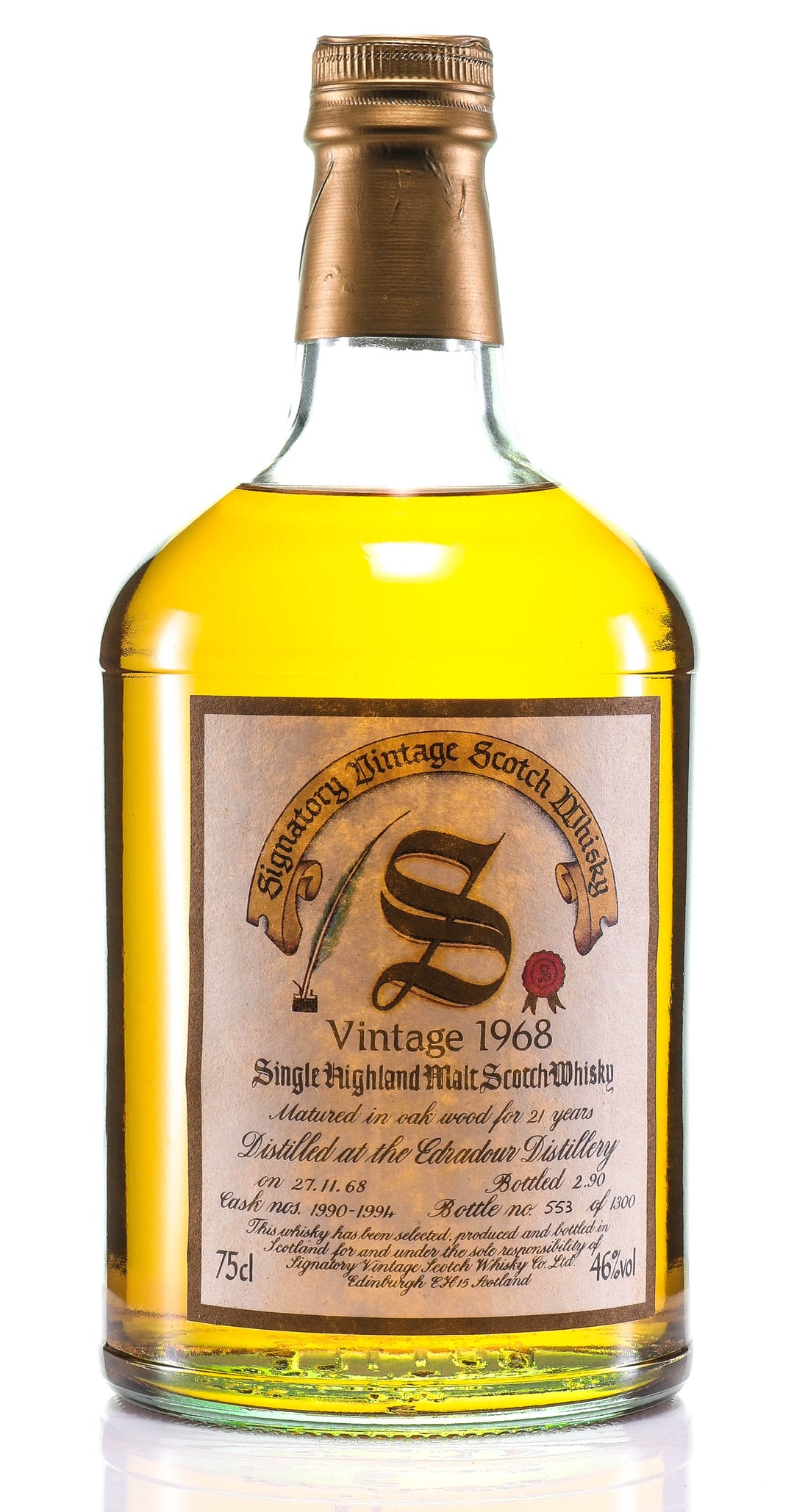 1968 Signatory Vintage Edradour 21 Year Old Single Malt Scotch Whisky - legendaryvintages