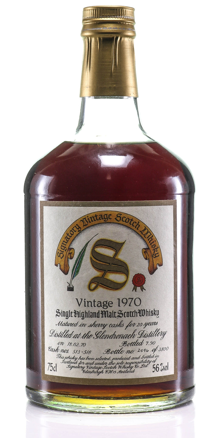 1970 Signatory Vintage Glendronach 20 Year Old Single Malt Scotch Whisky, Highlands, Scotland - legendaryvintages