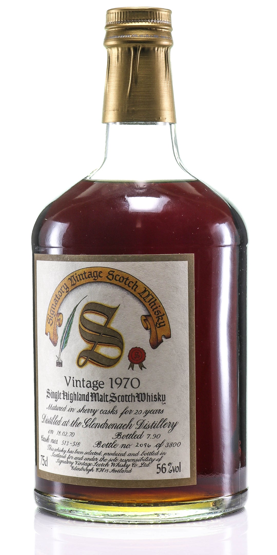 1970 Signatory Vintage Glendronach 20 Year Old Single Malt Scotch Whisky, Highlands, Scotland - legendaryvintages