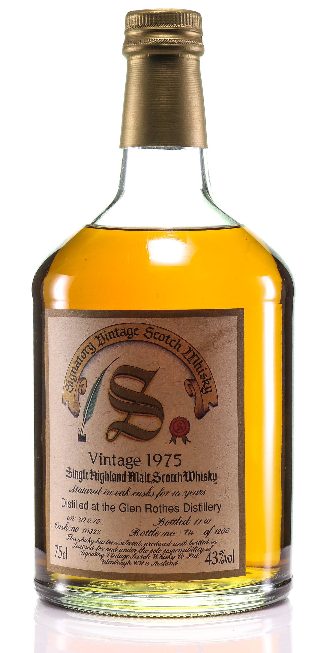 1975 Signatory Vintage Glenrothes 16 Year Old Single Malt Scotch Whisky - legendaryvintages