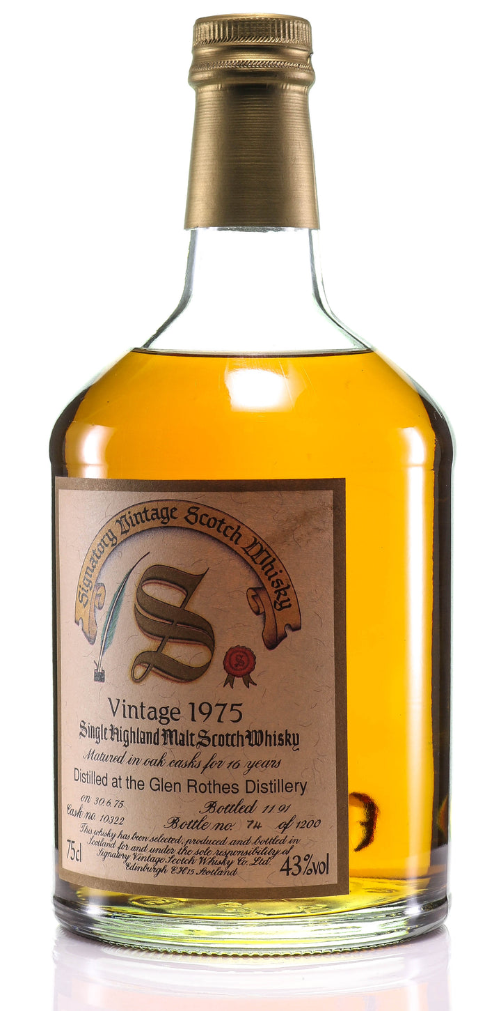 1975 Signatory Vintage Glenrothes 16 Year Old Single Malt Scotch Whisky - legendaryvintages