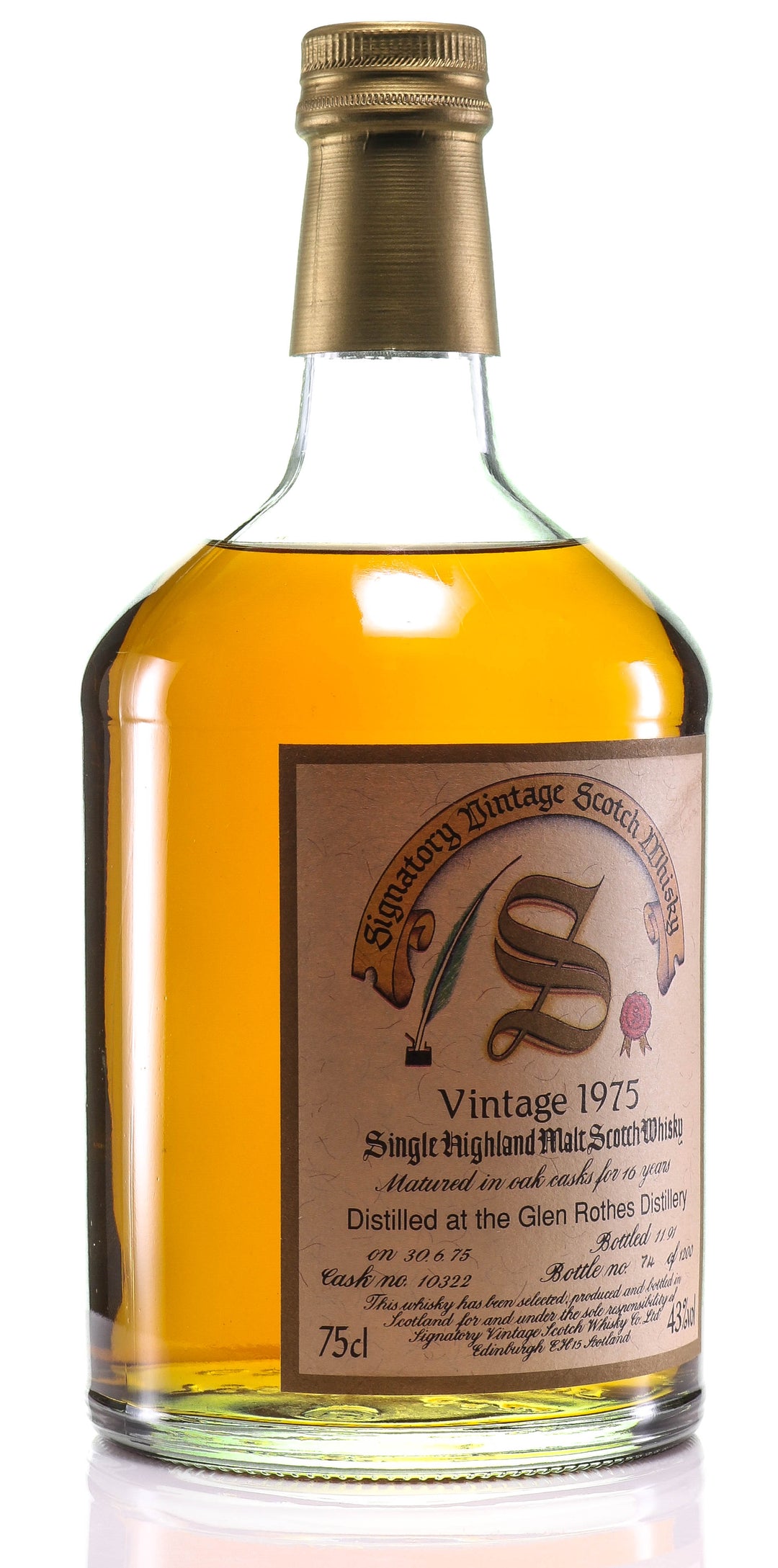 1975 Signatory Vintage Glenrothes 16 Year Old Single Malt Scotch Whisky - legendaryvintages