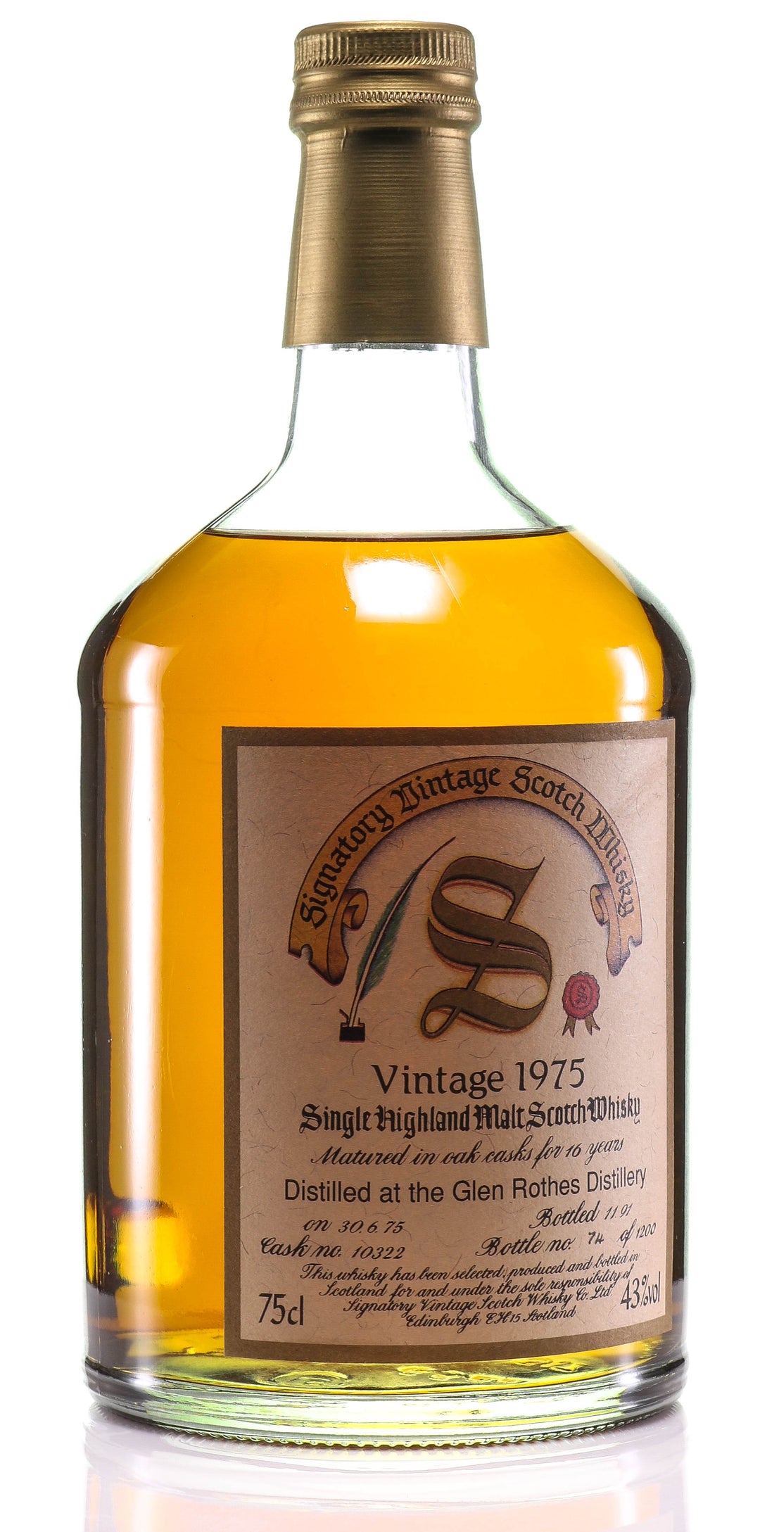 1975 Signatory Vintage Glenrothes 16 Year Old Single Malt Scotch Whisky - legendaryvintages