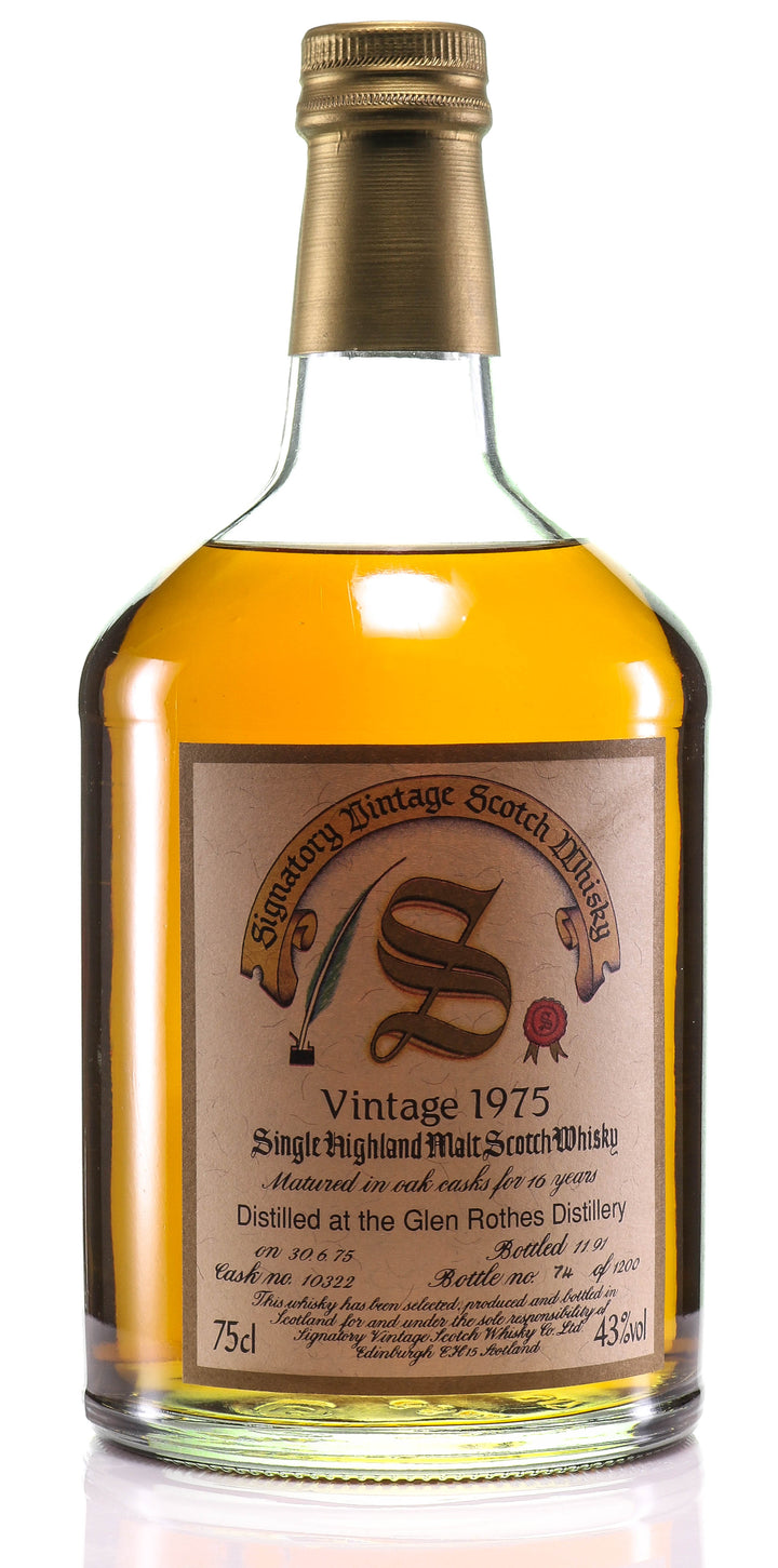 1975 Signatory Vintage Glenrothes 16 Year Old Single Malt Scotch Whisky - legendaryvintages