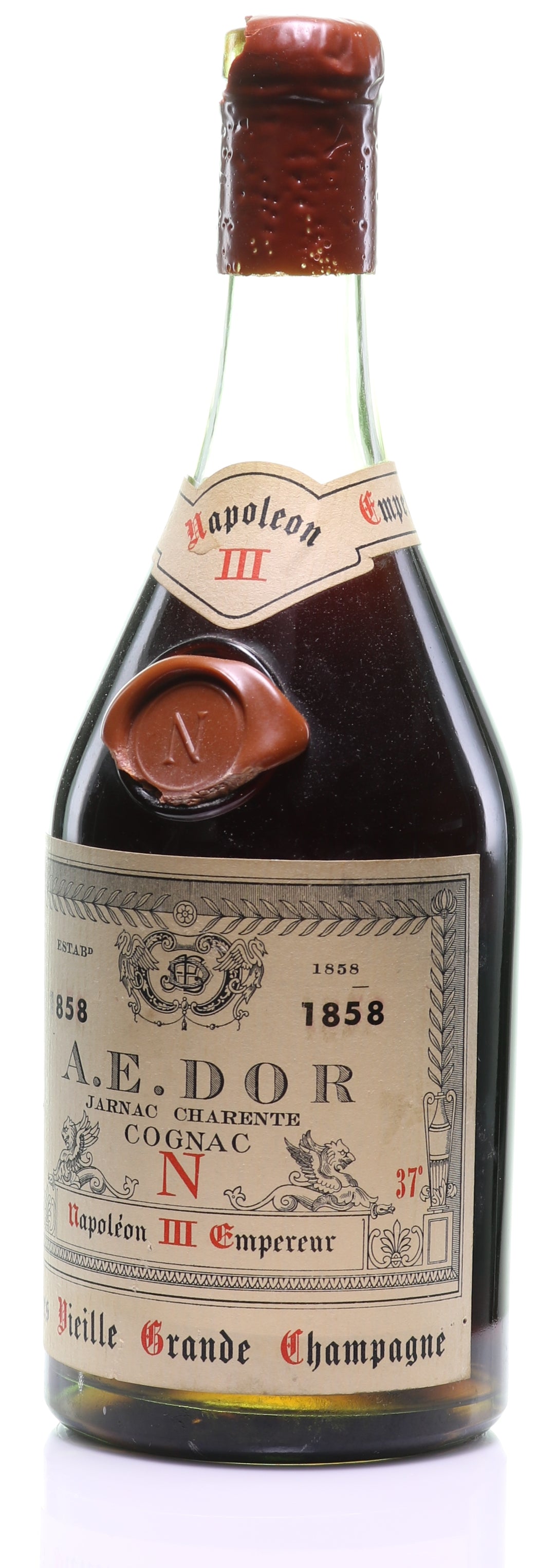 1858 A.E. Dor Tres Vieille Reserve No. 4 'Napoleon III Empereur' Grande Champagne Cognac - legendaryvintages