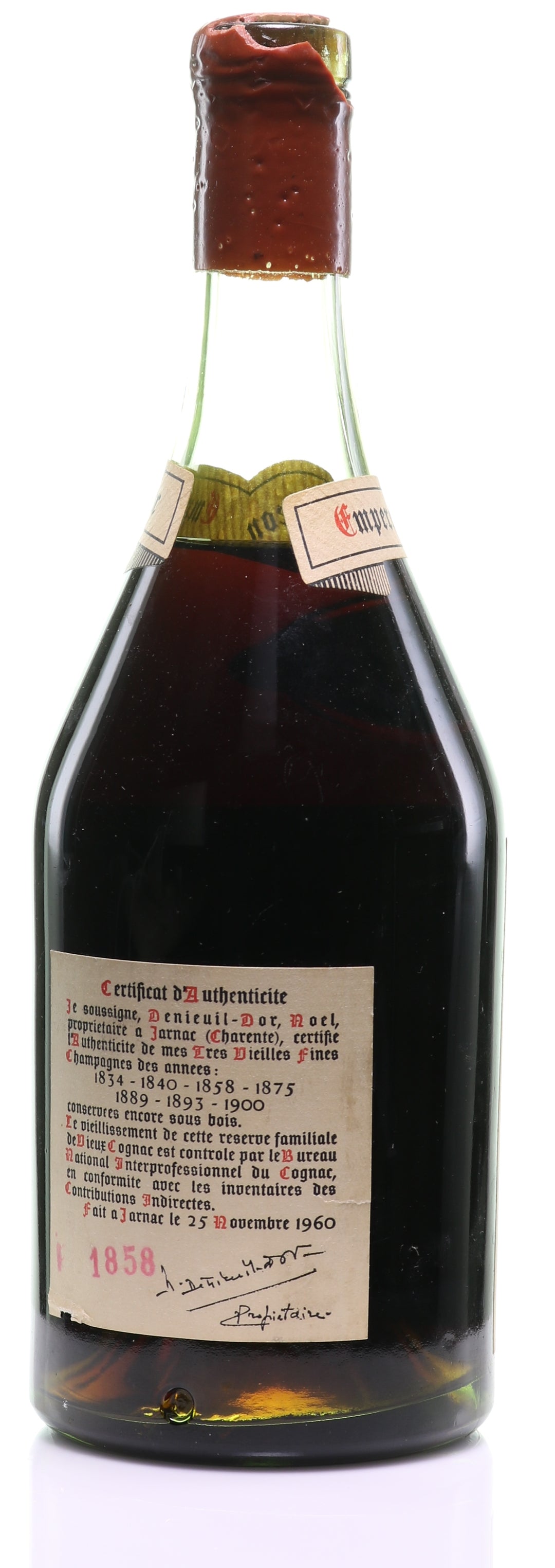 1858 A.E. Dor Tres Vieille Reserve No. 4 'Napoleon III Empereur' Grande Champagne Cognac - legendaryvintages