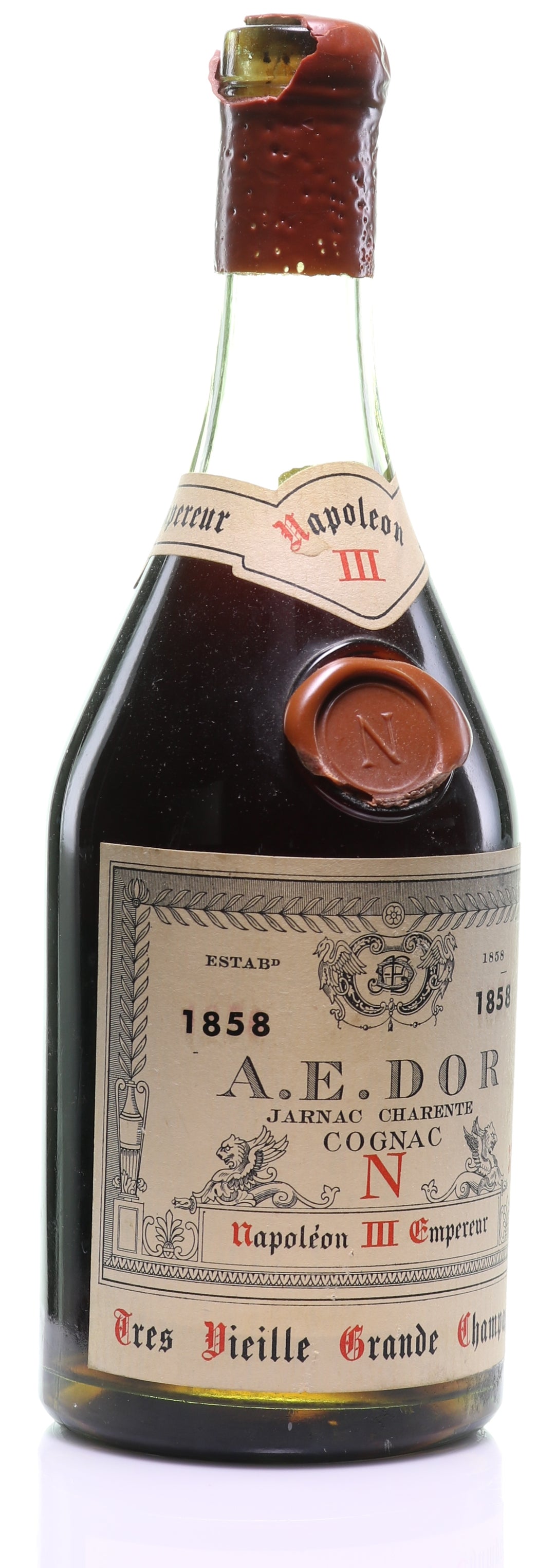 1858 A.E. Dor Tres Vieille Reserve No. 4 'Napoleon III Empereur' Grande Champagne Cognac - legendaryvintages