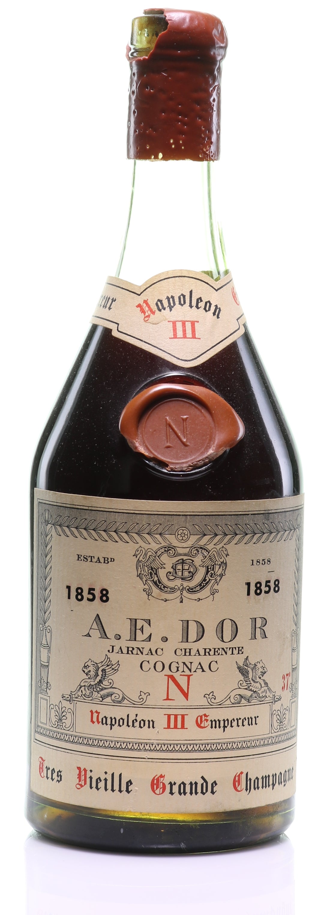 1858 A.E. Dor Tres Vieille Reserve No. 4 'Napoleon III Empereur' Grande Champagne Cognac - legendaryvintages