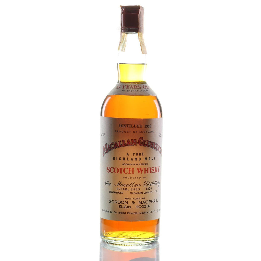 Whisky 1938 Macallan Glenlivet Gordon MacPhail Year Old Speyside Scotland SKU 13238