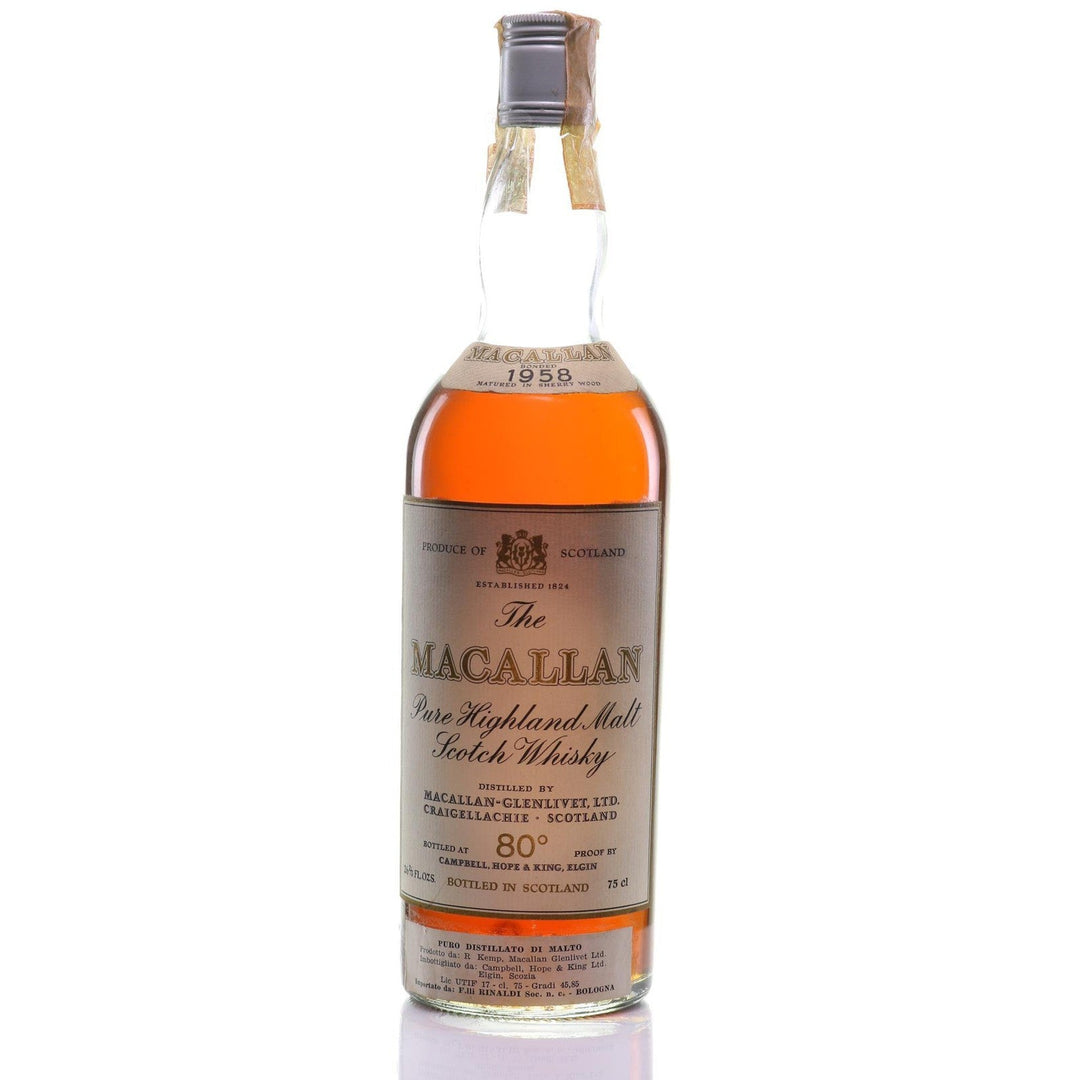 Whisky 1958 Macallan proof Campbell Hope King SKU 13236