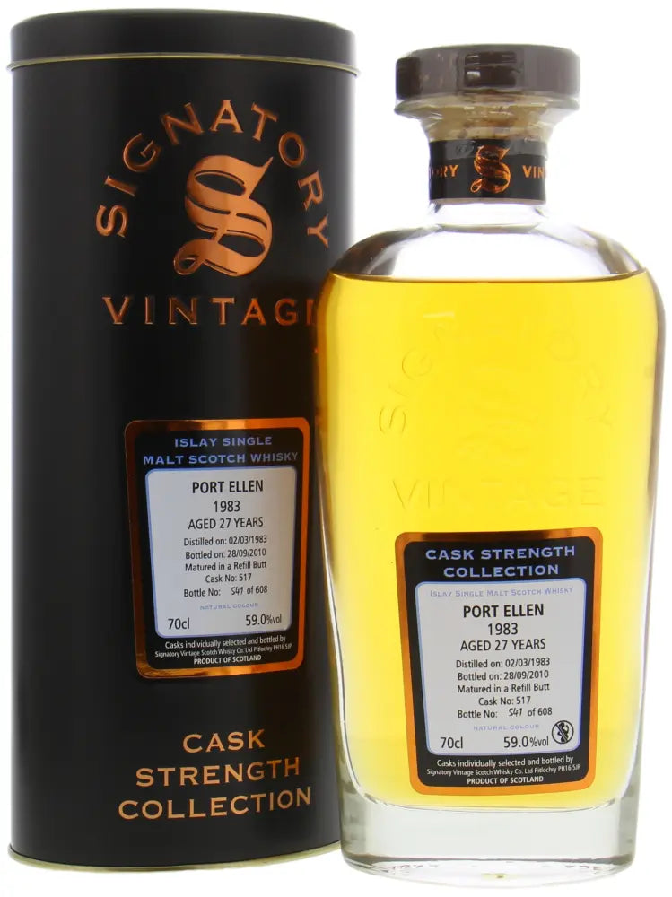 Port Ellen 27 Year Old 1983 Cask 517 - Cask Strength Collection (Signatory) into Neck - Old Liquors